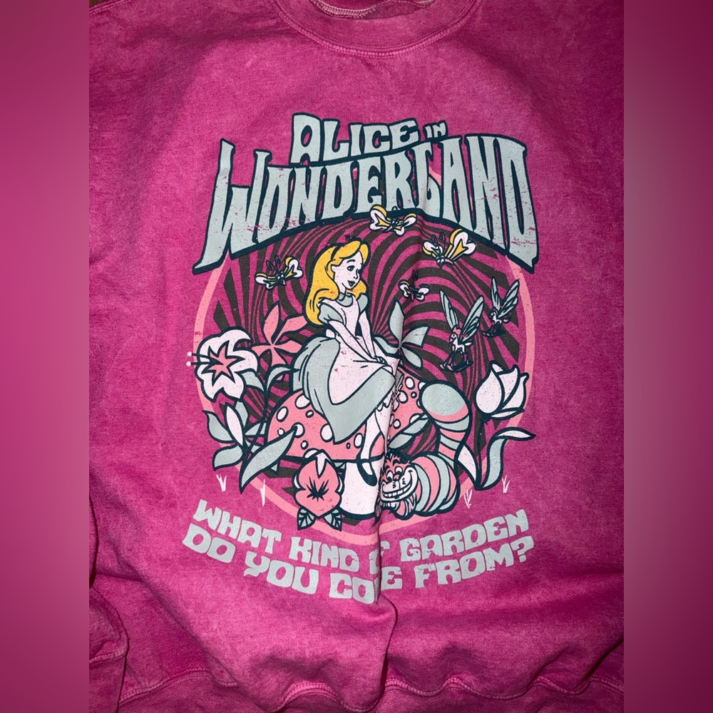 Disney Alice & Wonderland Pink Fleece Top - Picture 2 of 4
